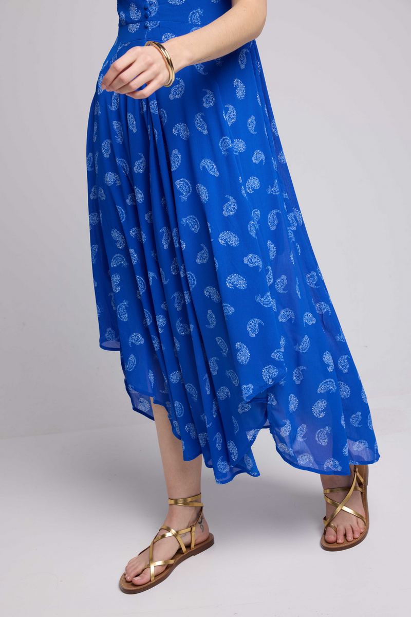 Robe Longue Manches Courtes - Bandana Bleu