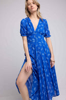 Robe Longue Manches Courtes - Bandana Bleu