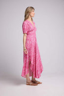 Robe Longue Manches Courtes - Leopard Rose
