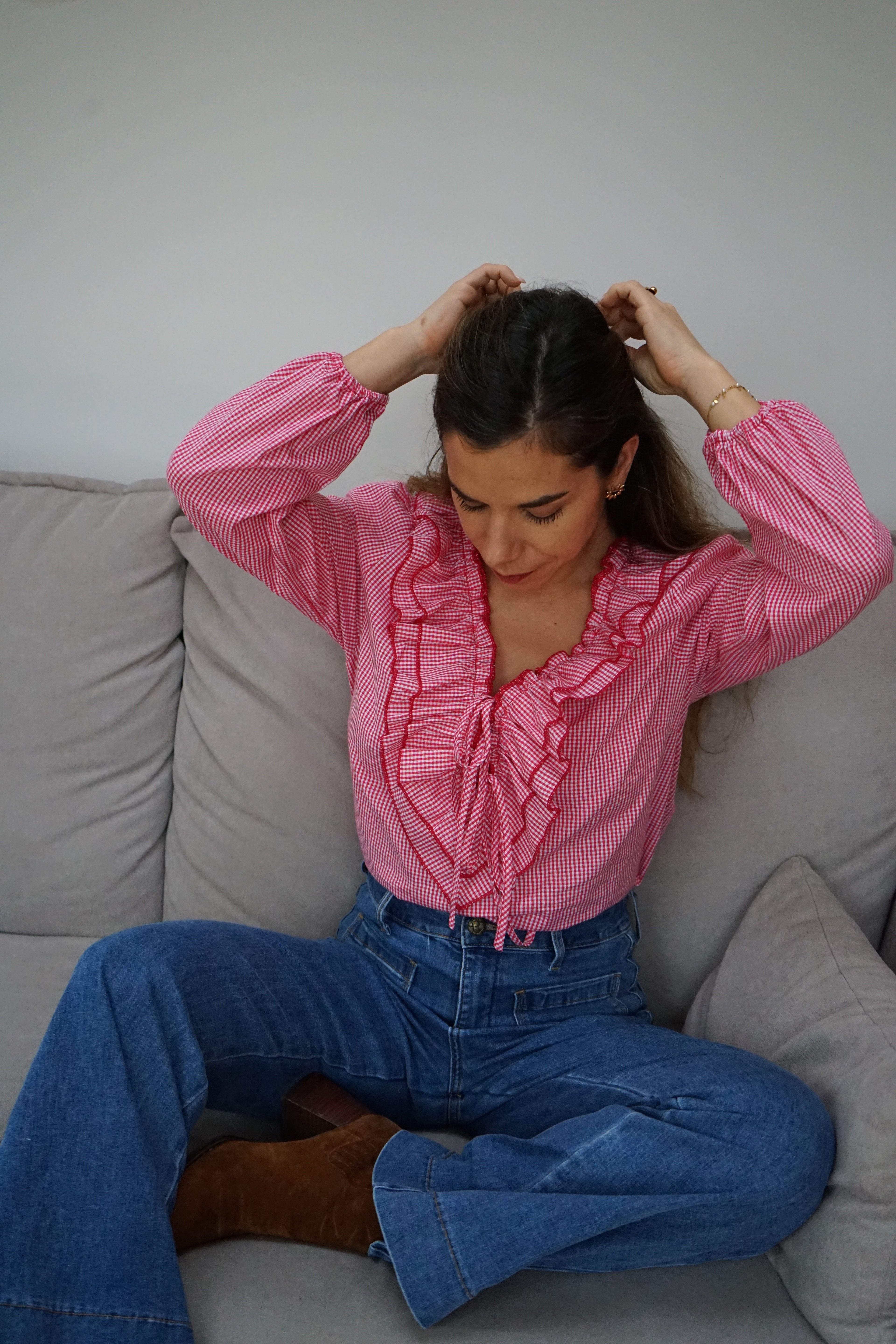 Blusa de cuadros rojos Stella