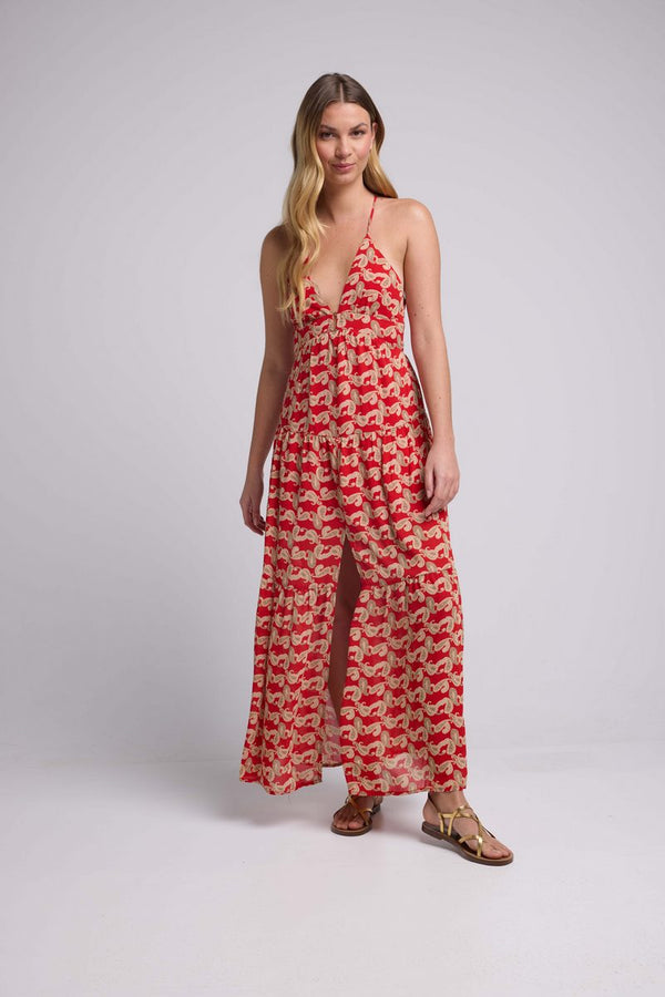 Vestido Largo con Tirantes - Cashmere Rojo