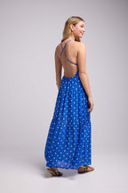 Vestido Largo de Tirantes - Lunares Azules