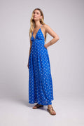 Vestido Largo de Tirantes - Lunares Azules