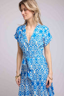 Robe Courte Manches Courtes - Inka Bleu