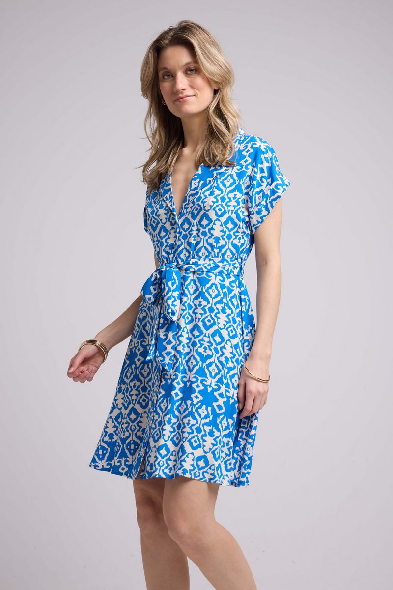 Robe Courte Manches Courtes - Inka Bleu