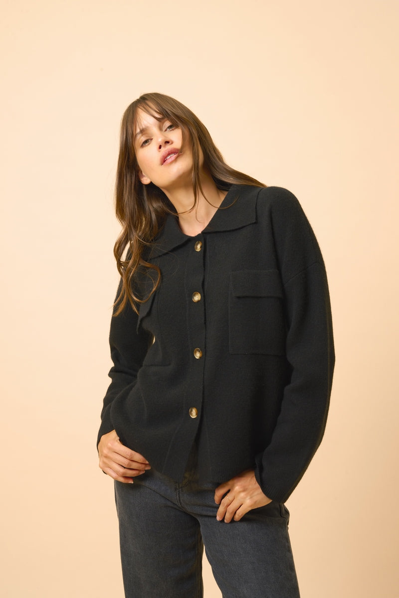 Veste Boutonnée Col Chemise - Hekla - Noir