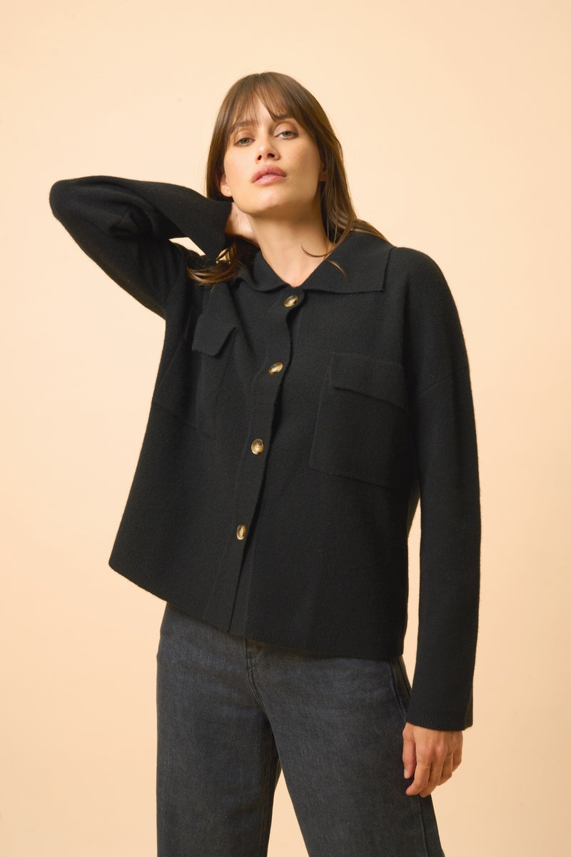 Veste Boutonnée Col Chemise - Hekla - Noir