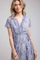 Robe Long Manches Courtes - Print Bleu
