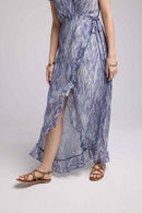 Robe Long Manches Courtes - Print Bleu