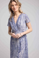 Robe Long Manches Courtes - Print Bleu