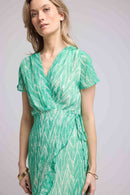 Robe Long Manches Courtes - Print Vert