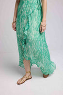 Robe Long Manches Courtes - Print Vert