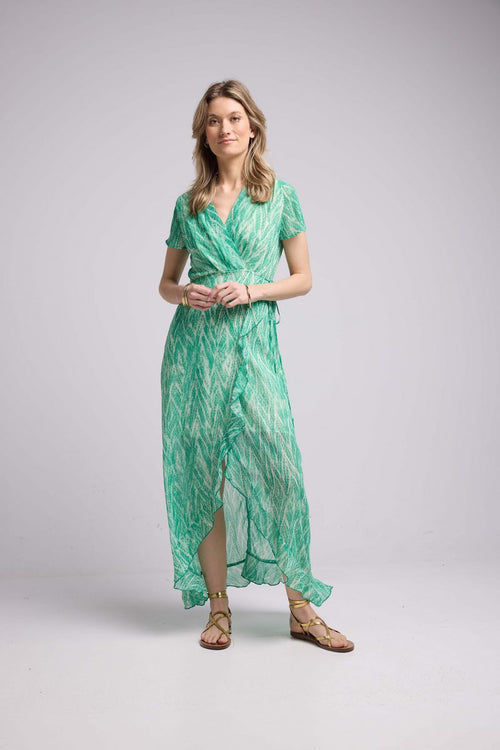 Robe Long Manches Courtes - Print Vert
