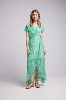 Robe Long Manches Courtes - Print Vert