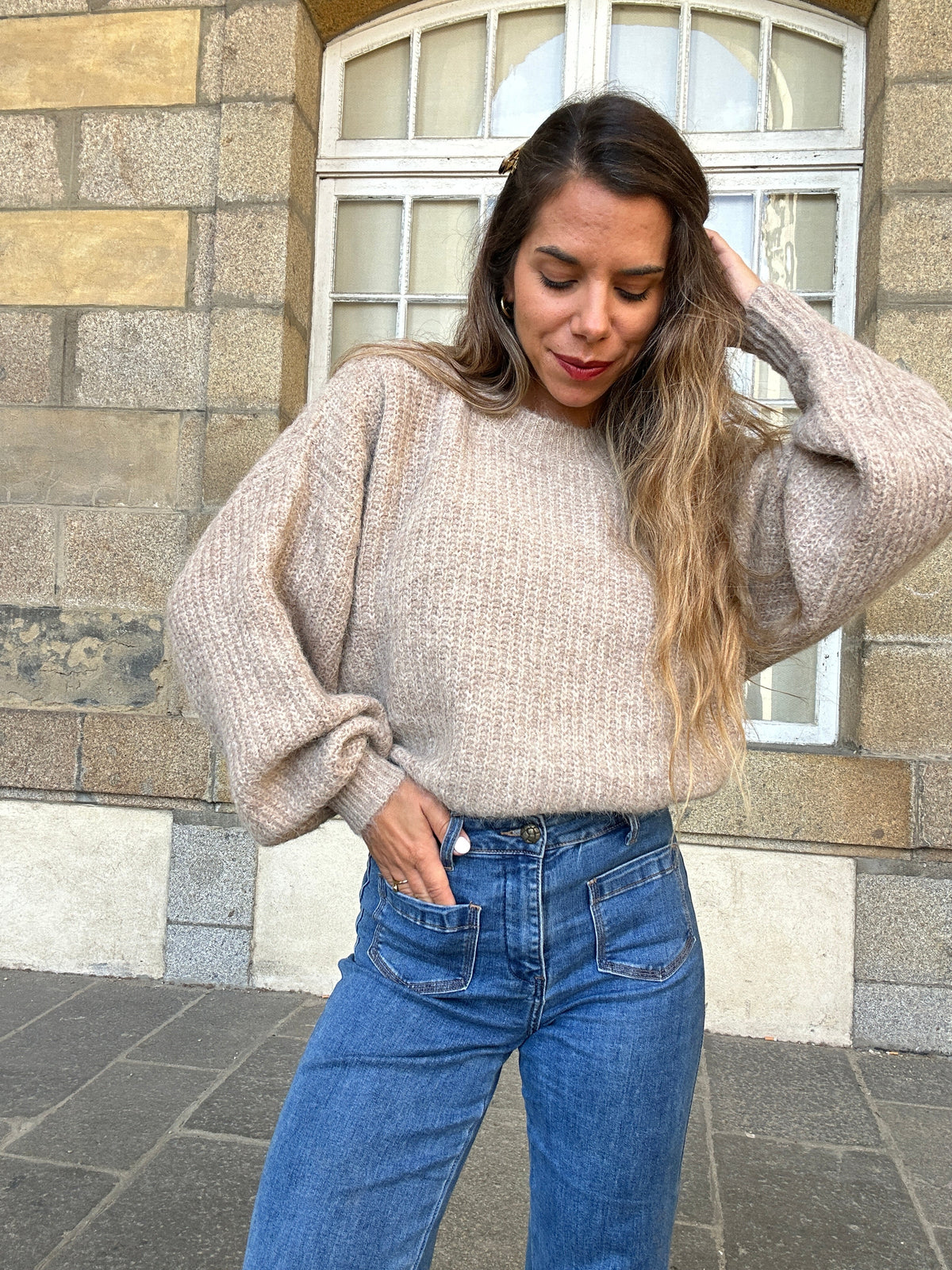 Pull en maille Jade taupe
