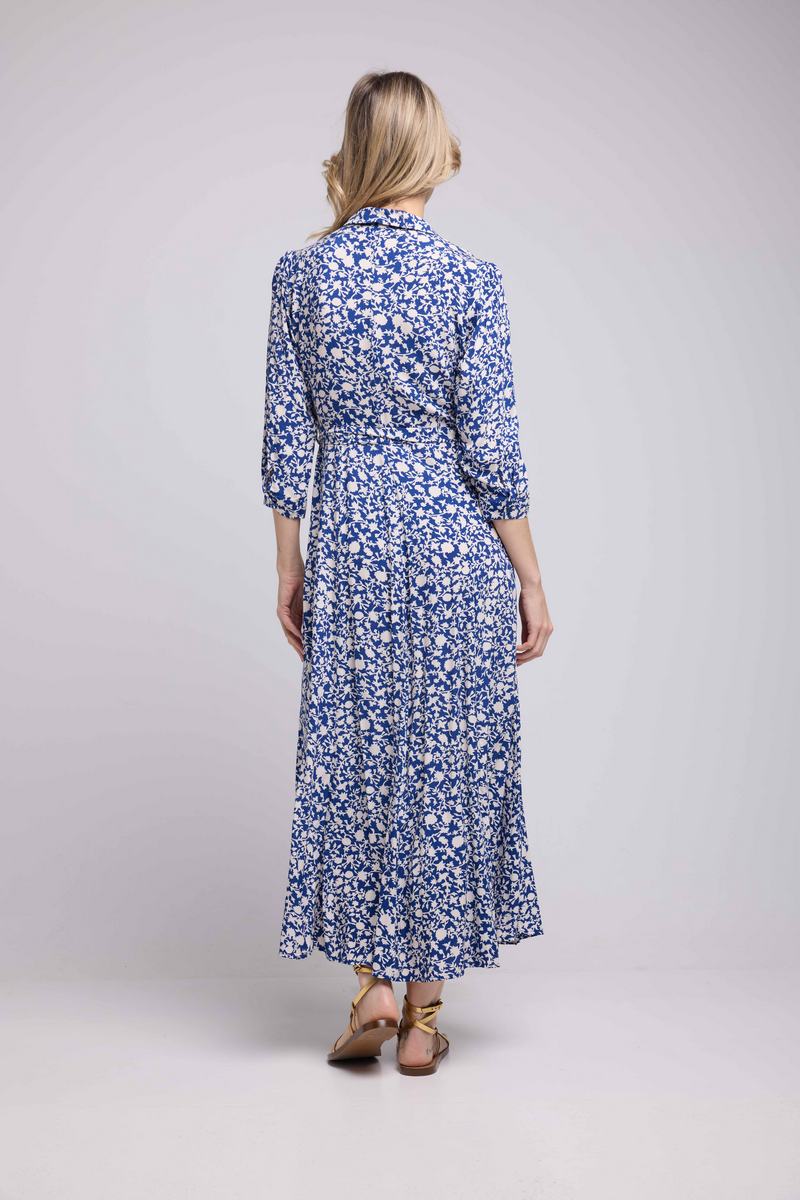 Robe Long Manches Longues - Navy Blanc