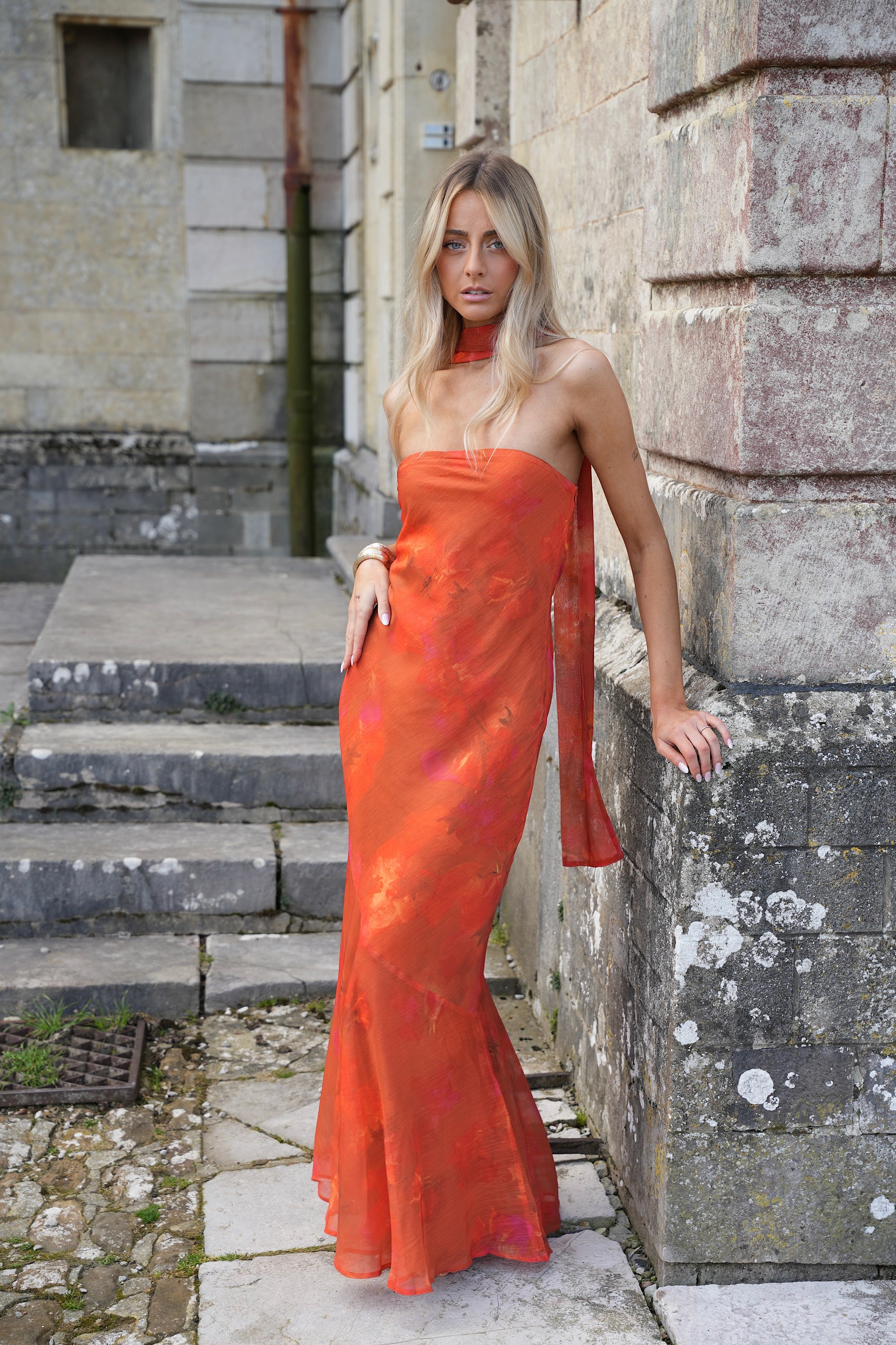 Vestido sin tirantes Mia - Naranja oscuro