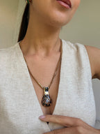 Collar Balenciaga Vintage - Colgante Calado Esmalte Negro
