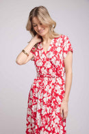 Long Short Sleeve Dress - Red Felurs Bleues