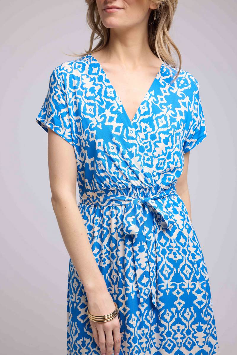 Robe Longue Manches Courtes - Inka Bleu