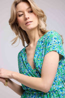 Short Sleeve Long Dress - Green Blue
