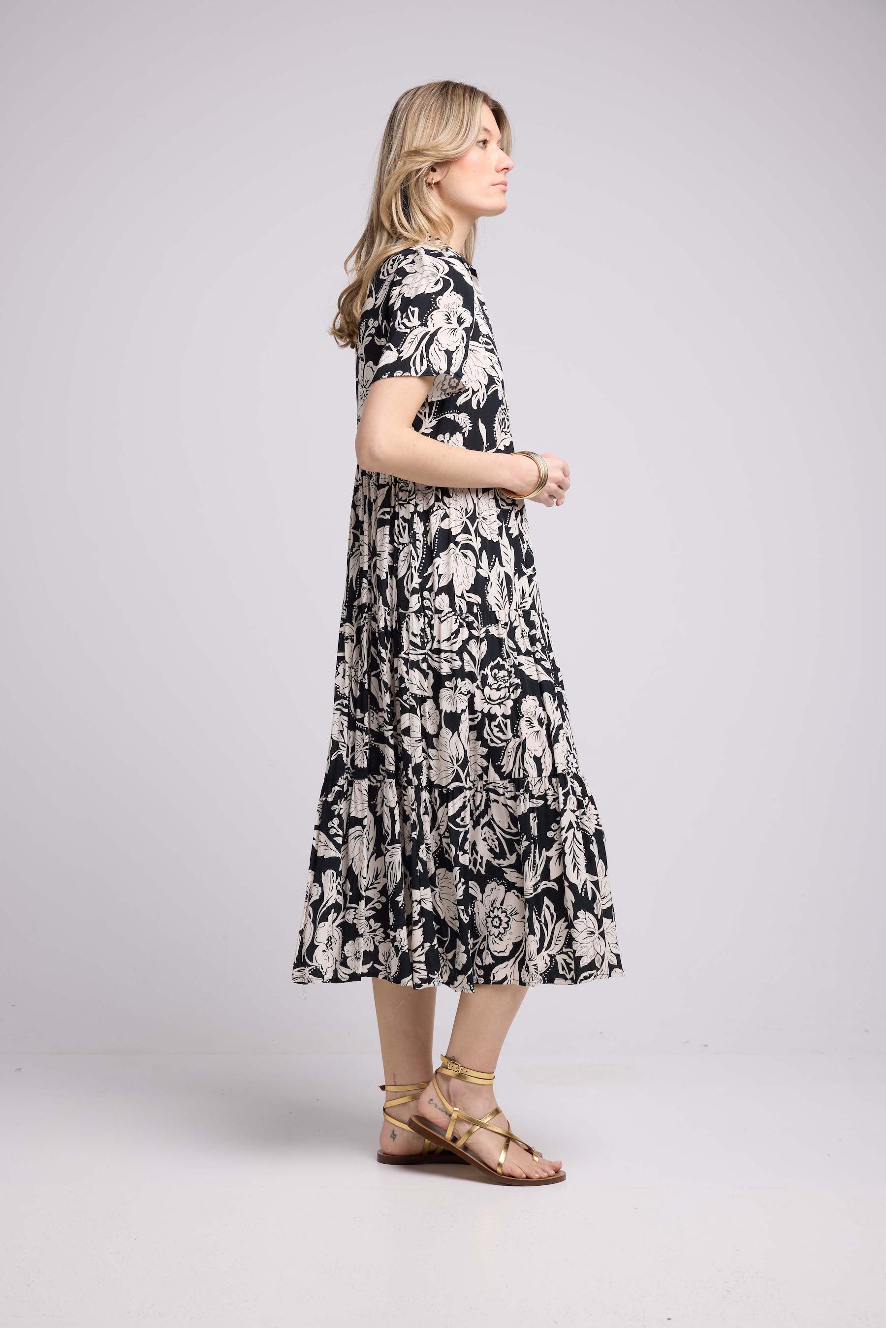 Long Short Sleeve Dress - Black