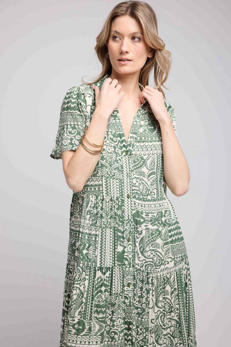 Long Short Sleeve Dress - Khaki