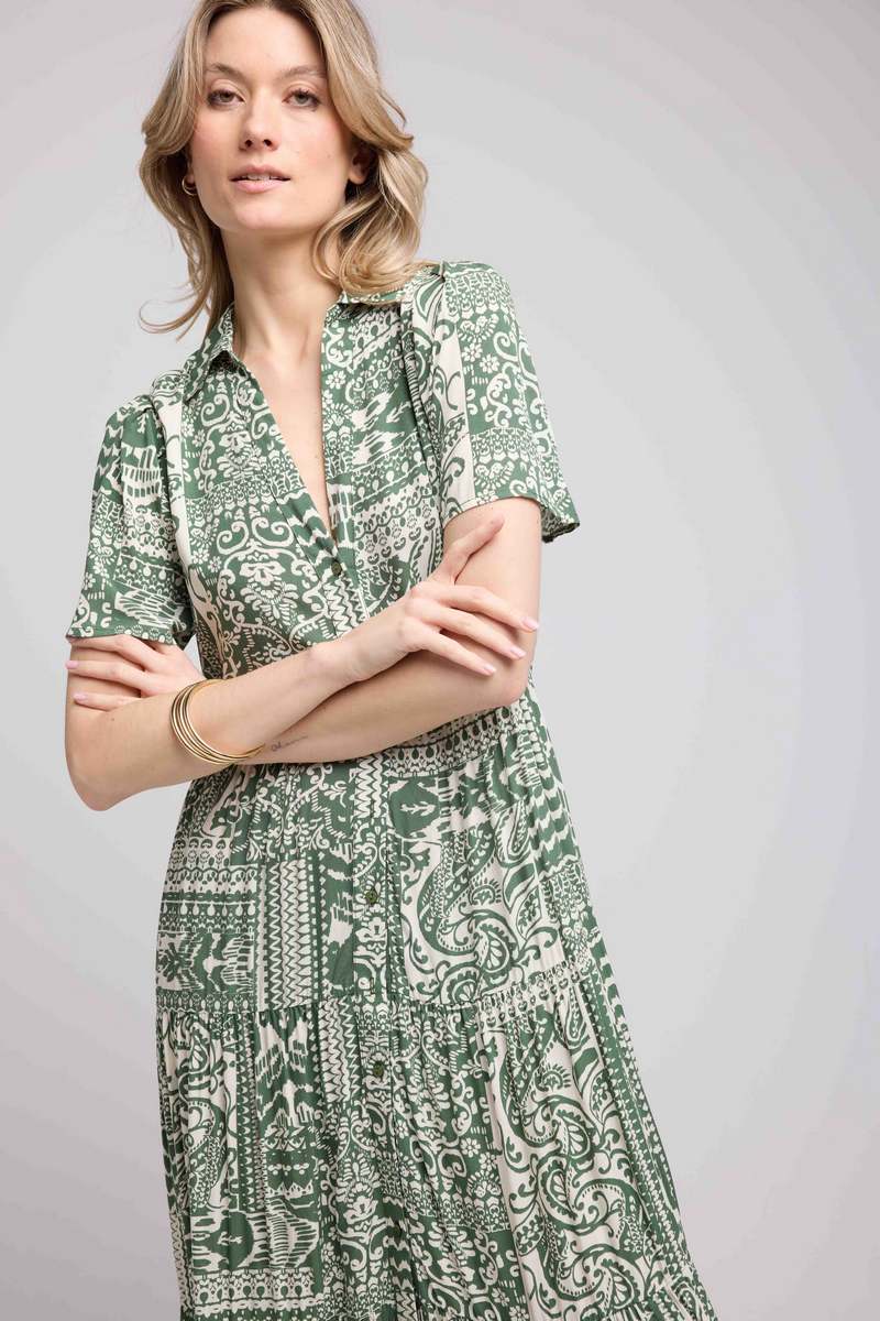 Robe Longue Manches Courtes - Khaki