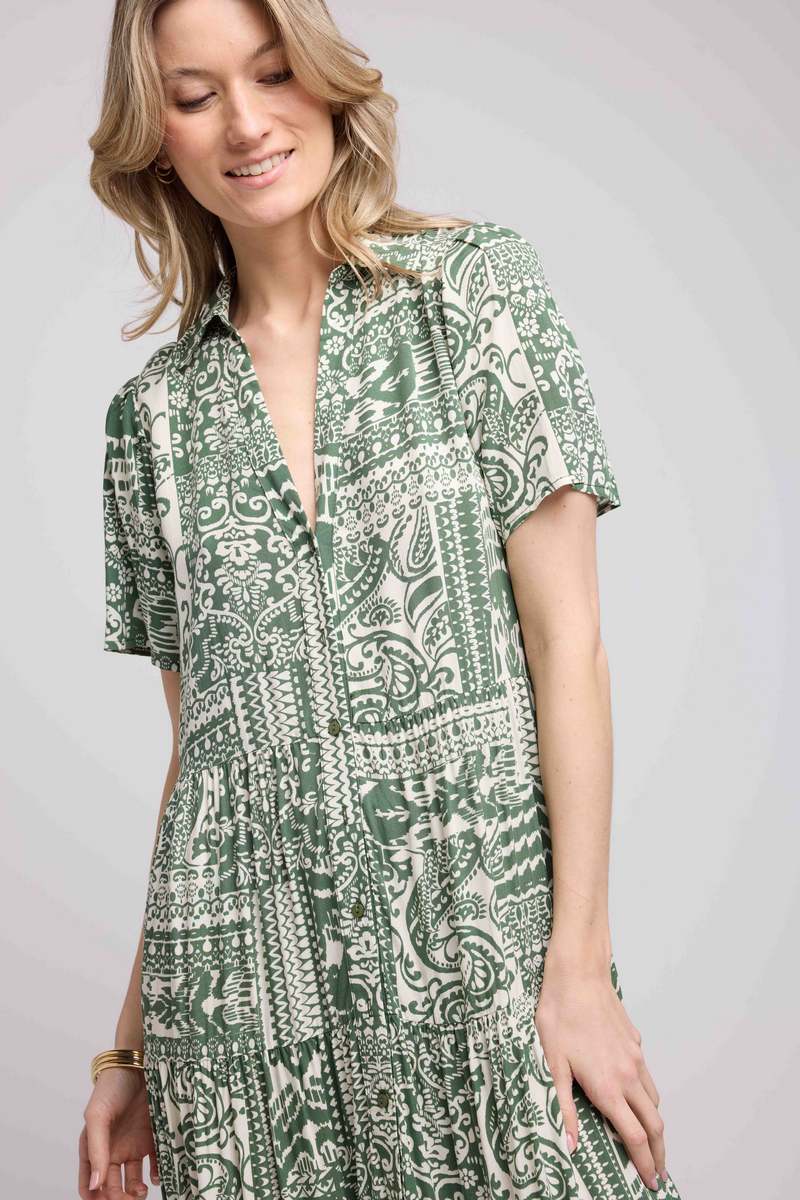 Long Short Sleeve Dress - Khaki