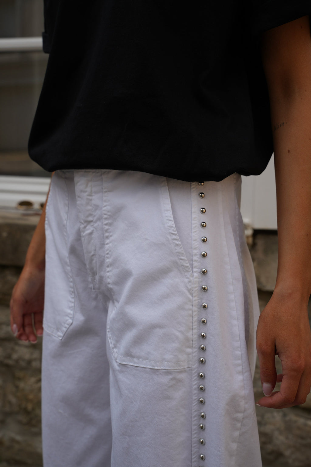 Yola Studded Pants - White