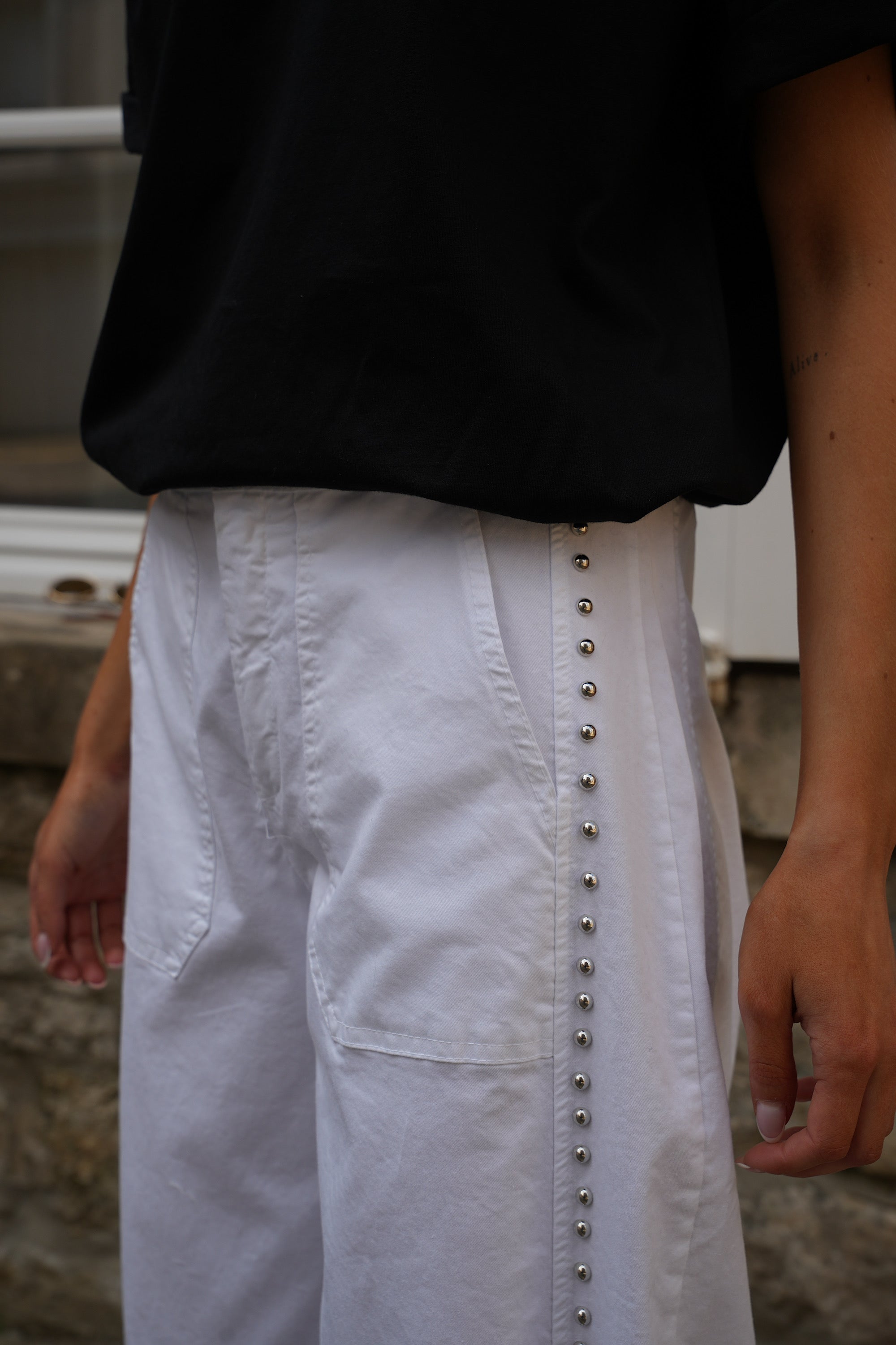 Yola Studded Pants - White