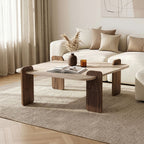 Marais Coffee Tables - Travertine / Walnut