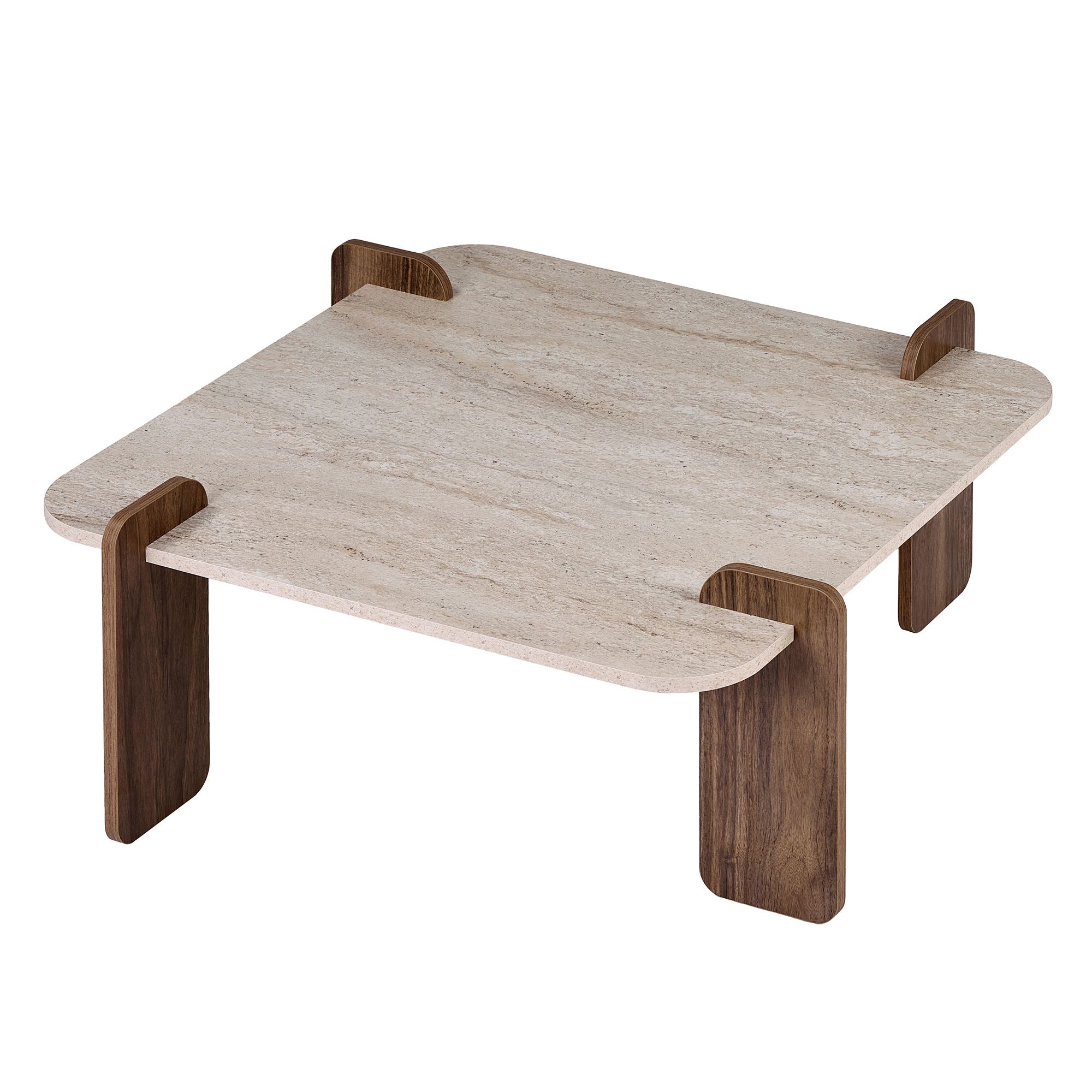 Marais Coffee Tables - Travertine / Walnut