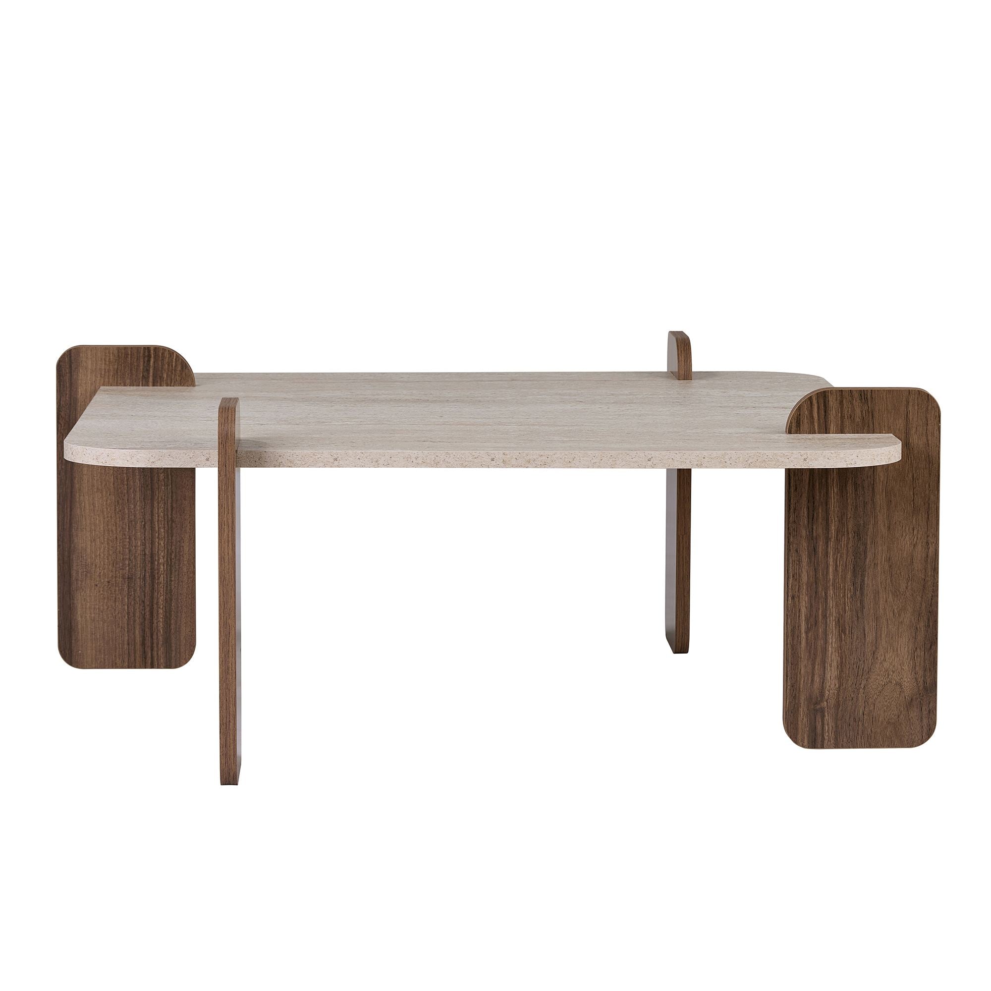 Marais Coffee Tables - Travertine / Walnut