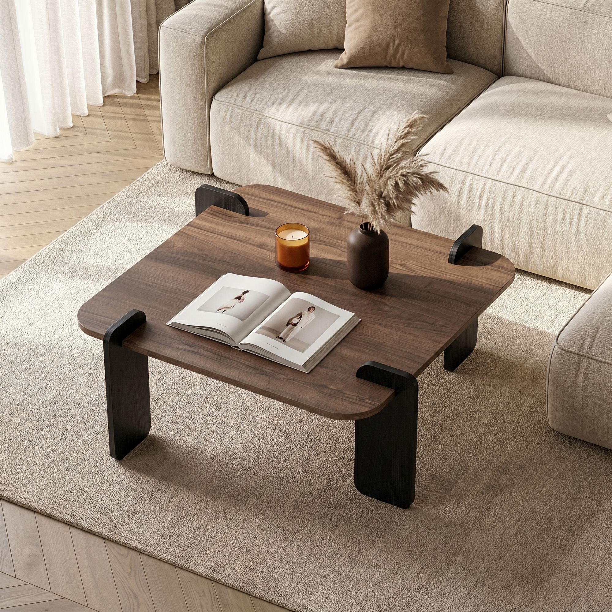 Marais Coffee Tables - Walnut / Black Wood