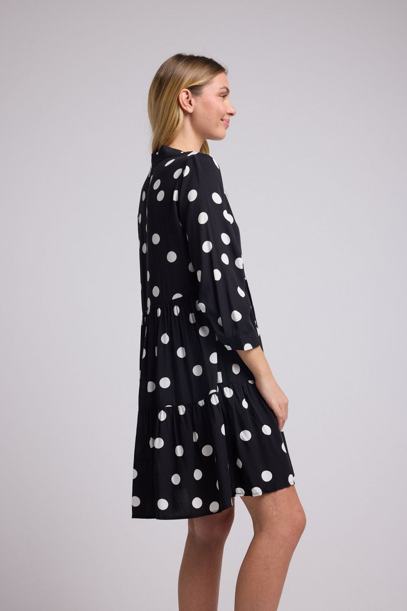 Vestido Corto Manga Larga - Ppis Blanco Negro