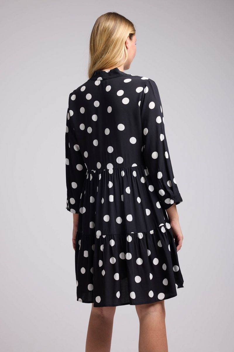Vestido Corto Manga Larga - Ppis Blanco Negro