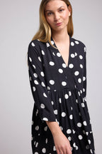 Vestido Corto Manga Larga - Ppis Blanco Negro