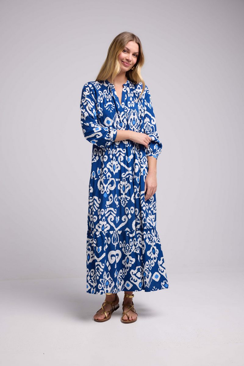 Robe Long Manches Longues - Navy Blanc