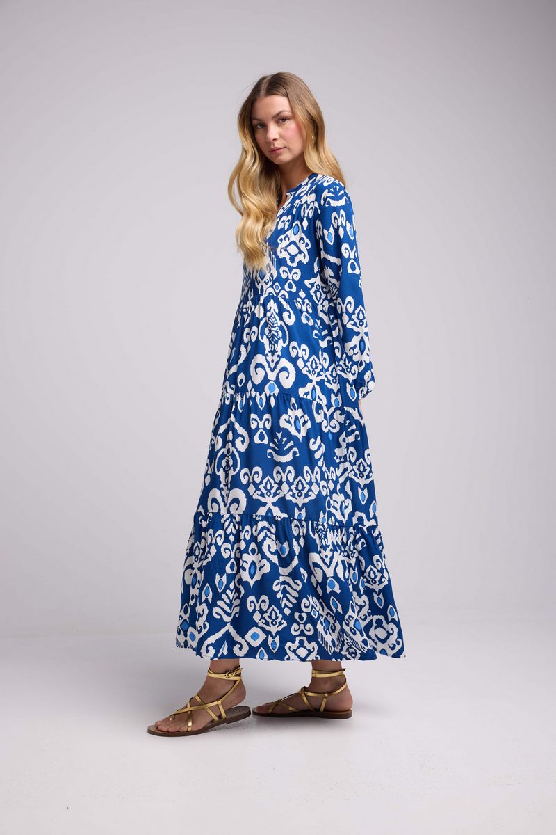 Robe Long Manches Longues - Navy Blanc