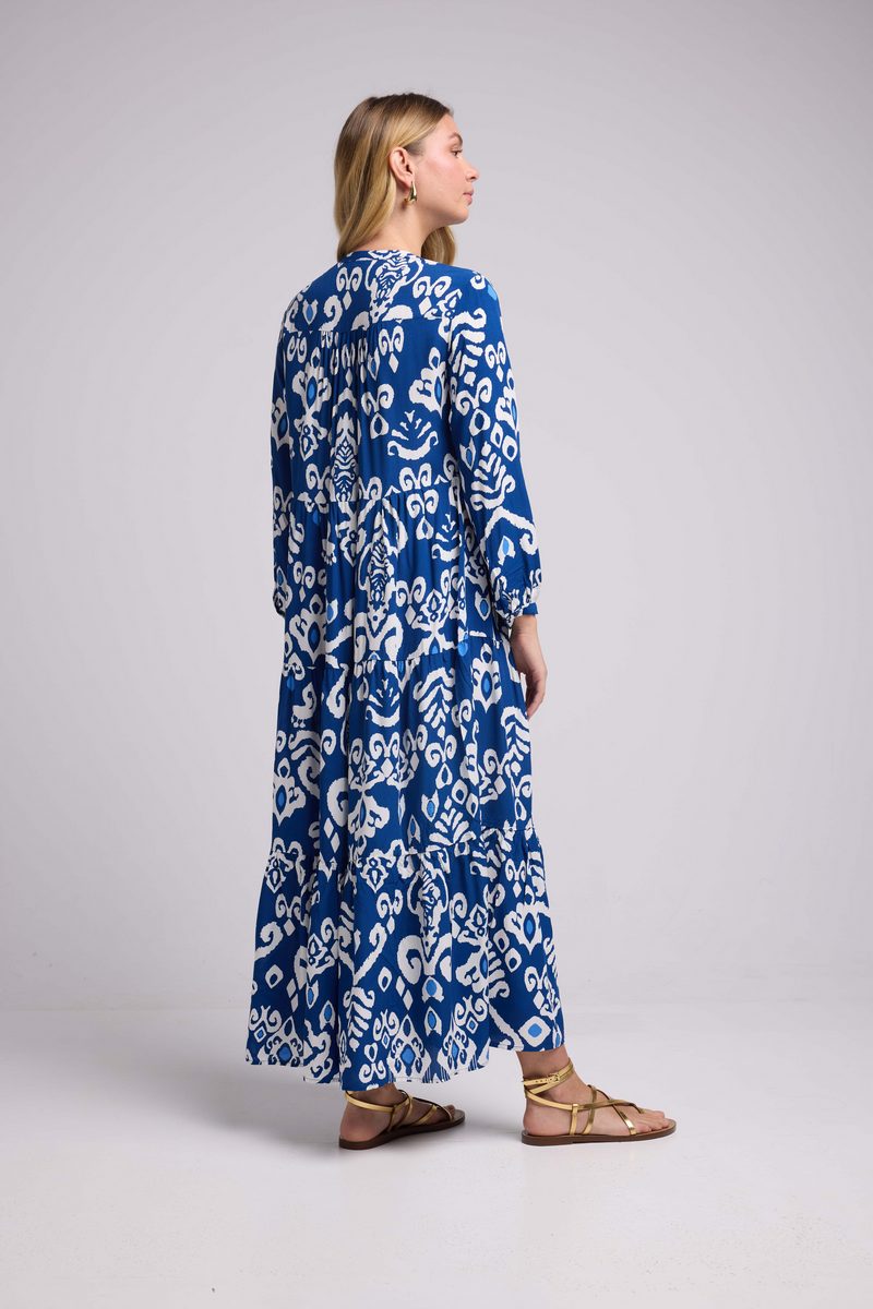 Robe Long Manches Longues - Navy Blanc