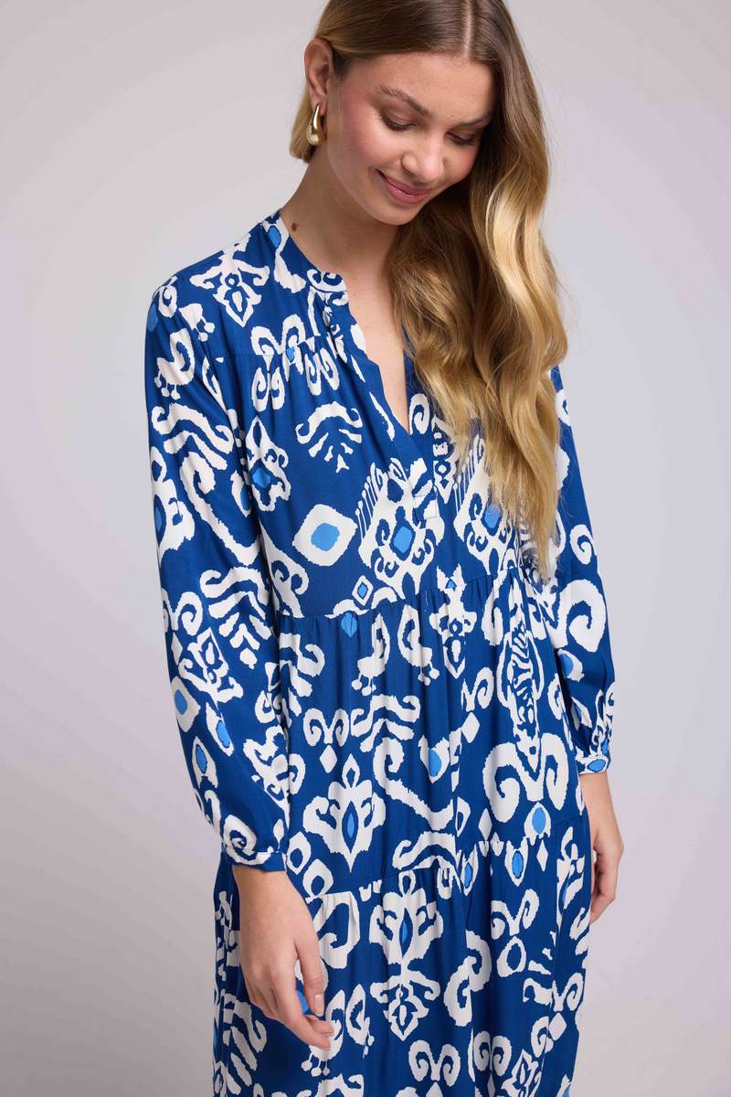 Robe Long Manches Longues - Navy Blanc