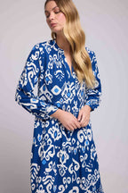 Robe Long Manches Longues - Navy Blanc