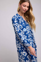 Robe Long Manches Longues - Navy Blanc