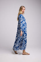 Robe Long Manches Longues - Navy Blanc