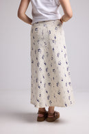 Robe Longue - Blanc Fleurs Bleu