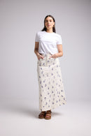 Robe Longue - Blanc Fleurs Bleu
