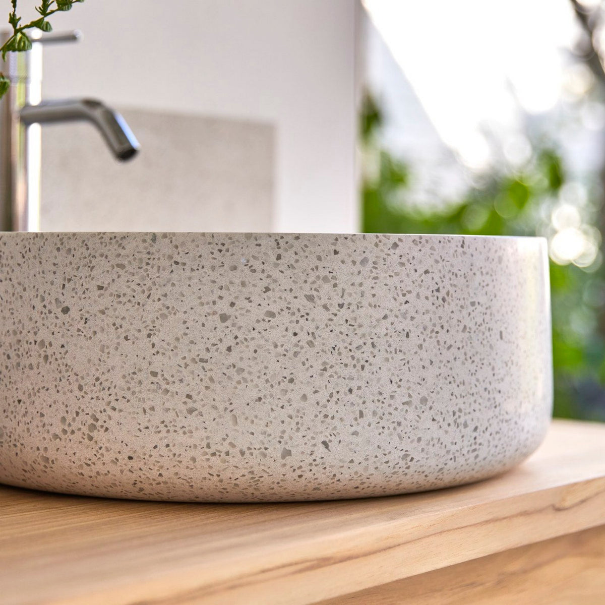 Milos - Ronde wastafel - Premium Terrazzo - Wit