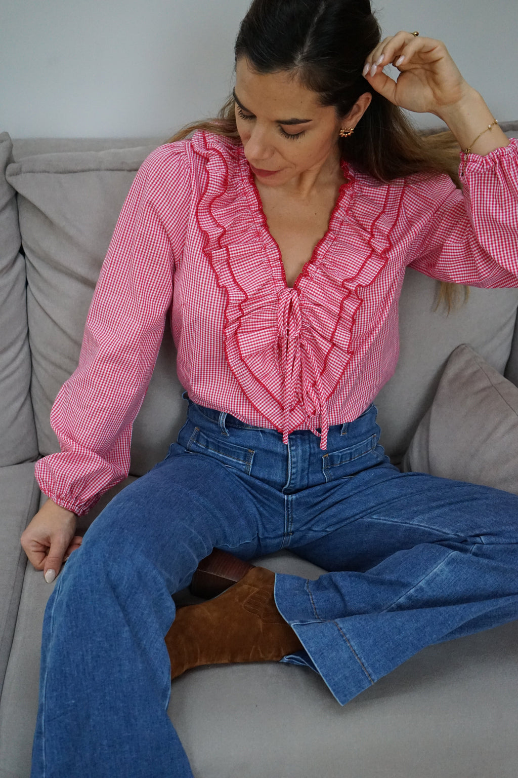 Blusa de cuadros rojos Stella