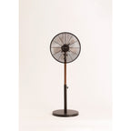 Air Stand Wood - Retro Style Oscillating Pedestal Fan 50W - Black &amp; Dark Wood